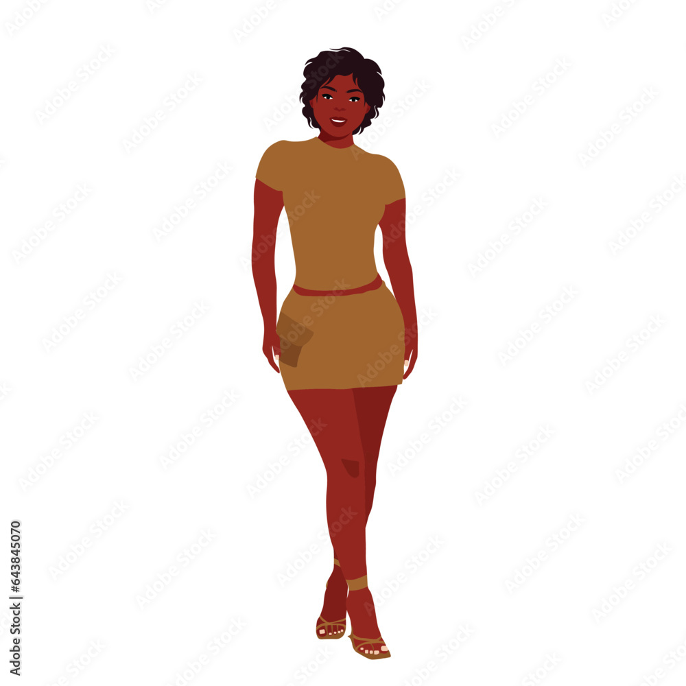 Wall mural stylish afro black woman in elegant art style vector