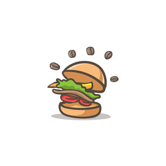 hamburger and coffee beans vector
