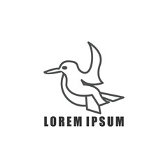 Bird line art logo icon design template