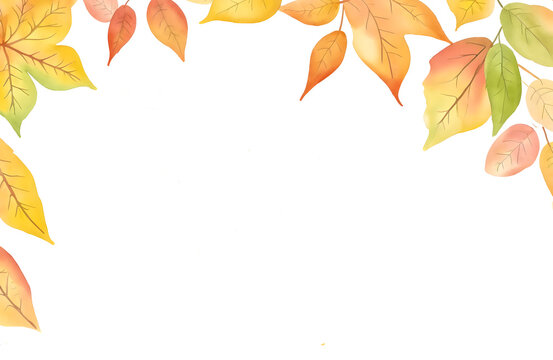 Autumn watercolor with colored leaves for text