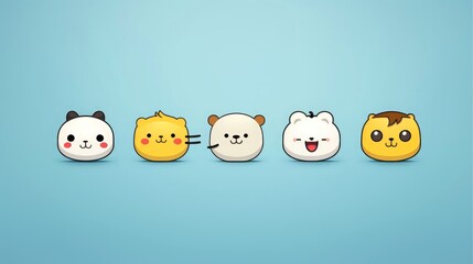 Set of animal faces, face emojis, stickers, emoticons,cartoon funny mascot characters face set