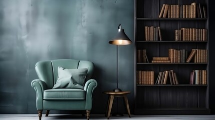 
Cozy library reading nook background