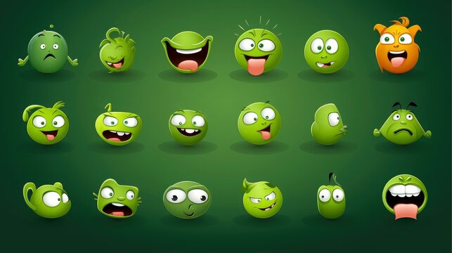 Set of animal faces, face emojis, stickers, emoticons,cartoon funny mascot characters face set