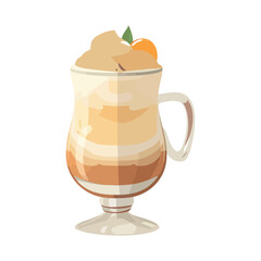 Fresh coffee in a mug with leaf decoration