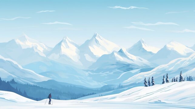 background Ski resort with snow-covered mountains and skiers.cool wallpaper	