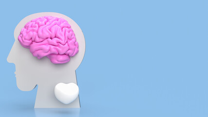 The bust head and brain for sci or medical concept 3d rendering