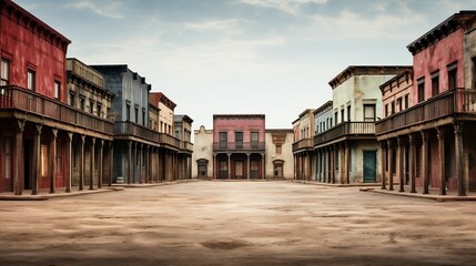 background Old western town with saloon facades
