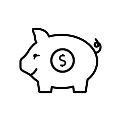 happy piggy bank with coin, money accumulation isolated icon