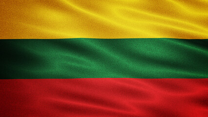 Waving Fabric Texture Of Lithuania National Flag Graphic Background