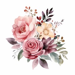 unique watercolor floral flowers clipart for wedding card minimal with white background isolated separated design