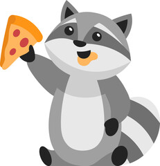 Adorable Raccoon Eating Pizza