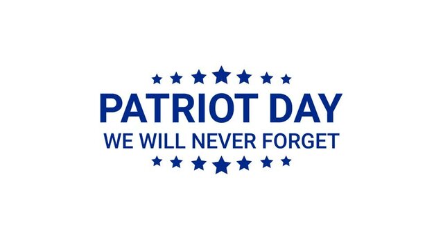 Happy Patriot Day Animated Text on white background alpha channel. Great for Patriot Day Celebrations Around the World. 4k video greeting card.