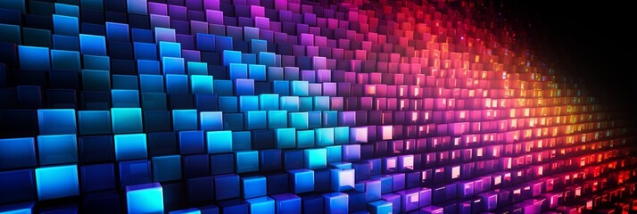 Obraz premium Colorful LED Creative Abstract Photorealistic Texture. Screen Wallpaper. Digiral Art. Abstract Bright Surface Background. Ai Generated Vibrant Texture Pattern.