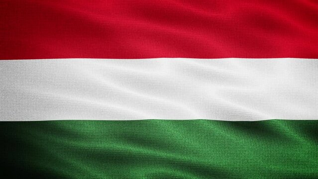 Natural Waving Fabric Texture Of Hungary National Flag Graphic Background, Seamless Loop
