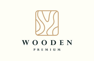 Wood line logo illustration template design