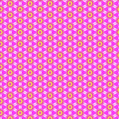 Simple delicate mosaic geometric floral pattern on a hot pink background Barbie core trend