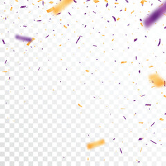 Purple and orange confetti, ribbon banner, isolated on transparent background - 643855291