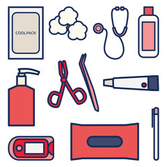 first aid kit Cute Flat Line Illustration