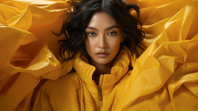 An editorial photo shoot of an Asian Woman in yellow #002
