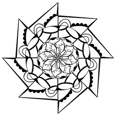 Mandala. Black and white decorative element. Picture for coloring.