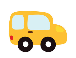 Cute Yellow Car for Editable Cartoon Transportation Doodle Vector Illustration