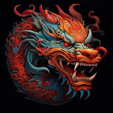 image about oriental chinese dragon background, in the style of mythological symbolism, Happy chinese new year 2024