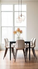 Serene Elegance: A Minimalist Dining Room Awash in Natural Light. Generative AI 3