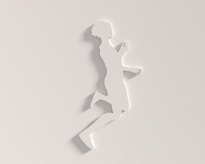 Jumping beautiful woman. Sport girl illustration. Young woman silhouette. 3D render