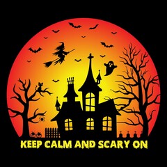 Keep calm and scary on hyalloween t-shirt design