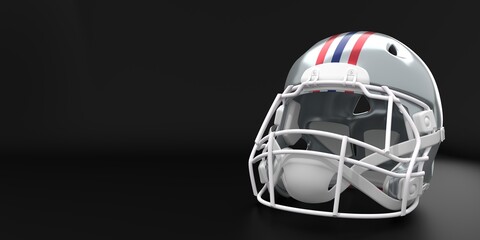 American football helmet with New York Giants team colors. Template for presentation or infographics. 3D render