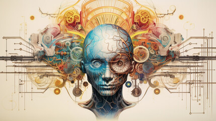 Explosion of Creativity and Intelligence: A Fusion of Renaissance and AI in Human Brain Art