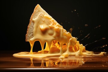 Melting cheese triangle. Generative AI - obrazy, fototapety, plakaty