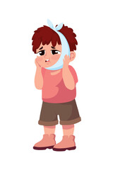 kid sick with pain icon