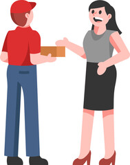 Fototapeta premium Food Deliver Service Man with Customer Woman