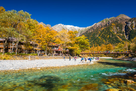 Kamikochi Kappa Bridge and?Hotaka Mountain Range , Japan,Nagano Prefecture,Matsumoto, Nagano