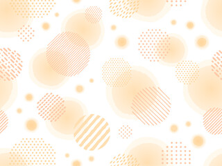 手描き風のオレンジ色のドットとストライプ柄の円のパターン背景 - obrazy, fototapety, plakaty