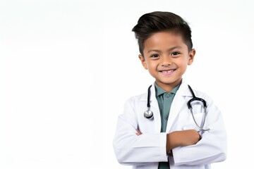 asian little child boy dressed as doctor