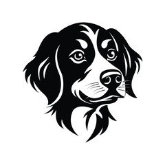 Black and white vector illustration of a dog