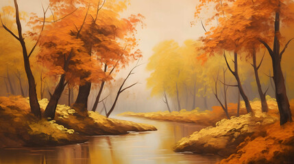 Autumn Leaves, fall foliage, oil painting, background, generative AI