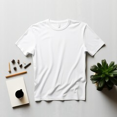 Blank t shirt mockup. Template blank shirt top view. background with composition frame. AI Generative.