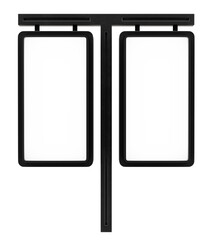 Blank advertisement signs isolated on white background. mockup of street store template signboard , Metal cafe restaurant bar plastic badge black white, 3D illustration.