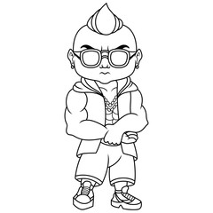 Strong boy mascot logo design line art