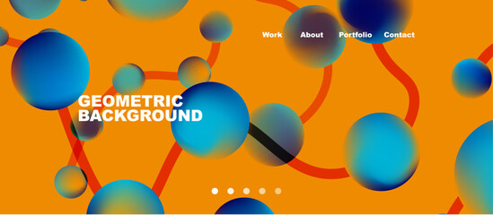 Network concept, line points connections geometric landing page background.