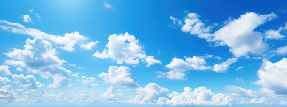 Cloudy blue sky abstract background, blue sky background with tiny clouds, Generative AI