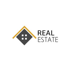 real estate logo in the shape of a house roof. Flat Vector Logo Design Template Elements for Construction Architecture Building Logo.