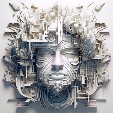Strange architectural masks, generative ai