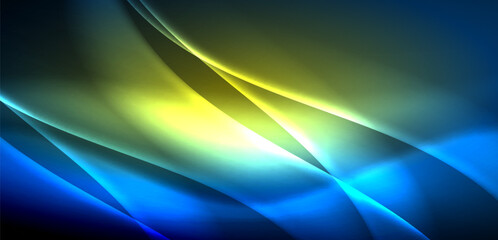 Dynamic waves in ethereal glow of neon lights. Concept merges fluidity of motion with vibrant allure of neon, crafting entrancing backdrop that embodies both vitality and futuristic sophistication