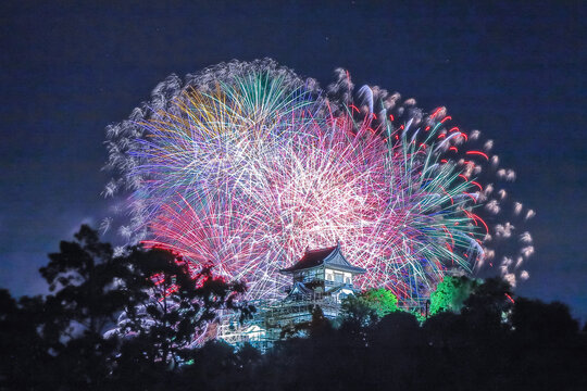 Inuyama Castle and fireworks, Japan