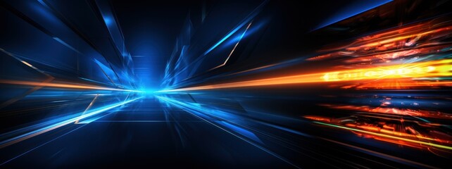 Obraz premium Futuristic technology background, glowing lines and shapes, Generative AI