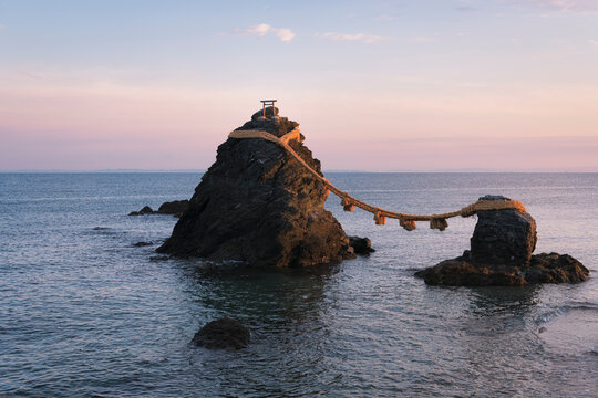 Futamiokitama Shrine's matrimonial rocks, Japan,Mie Prefecture,Ise city